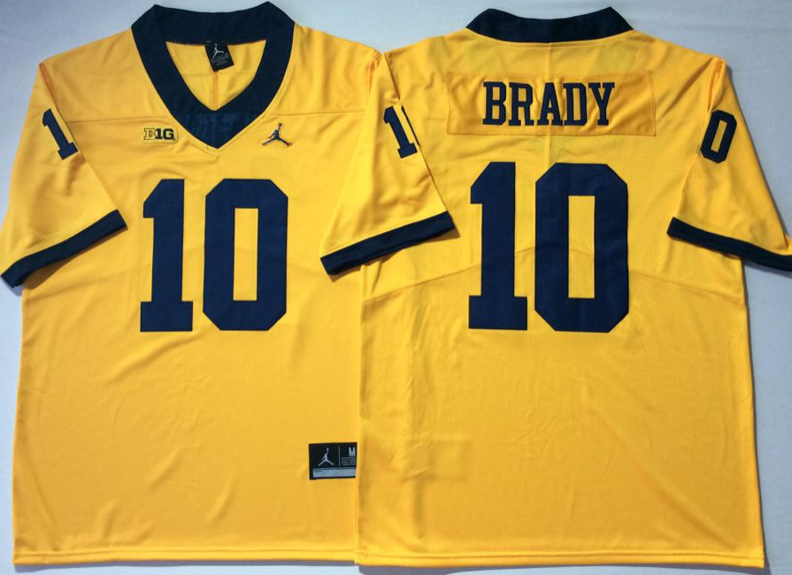 NCAA Men Michigan Wolverines YELLOW #10 BRADY->ncaa teams->NCAA Jersey